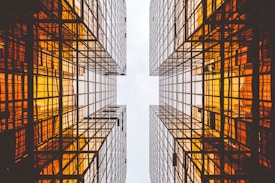 worms eye view of buildings