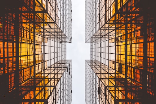 worms eye view of buildings