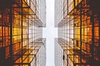 worms eye view of buildings