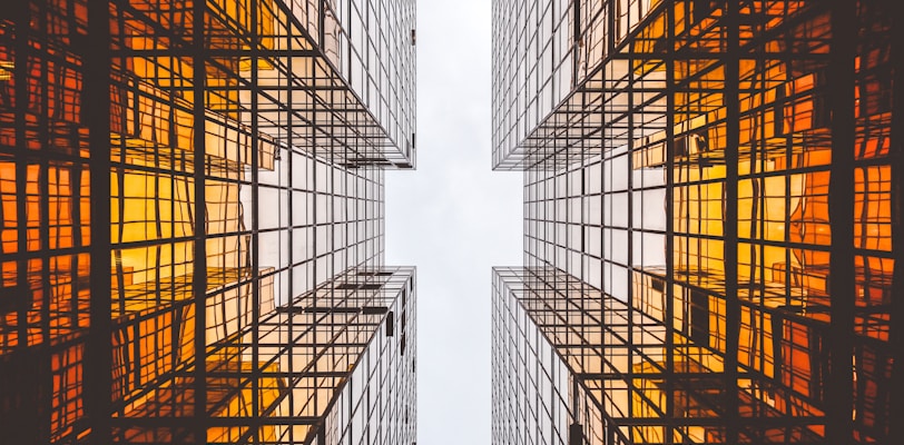 worms eye view of buildings