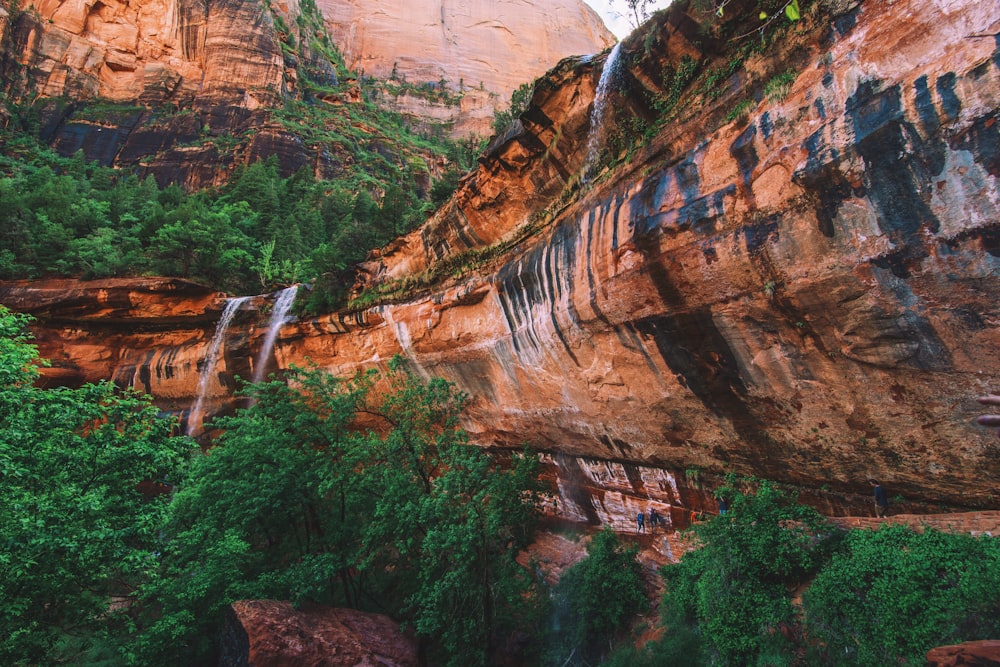 waterfalls from rock mountain