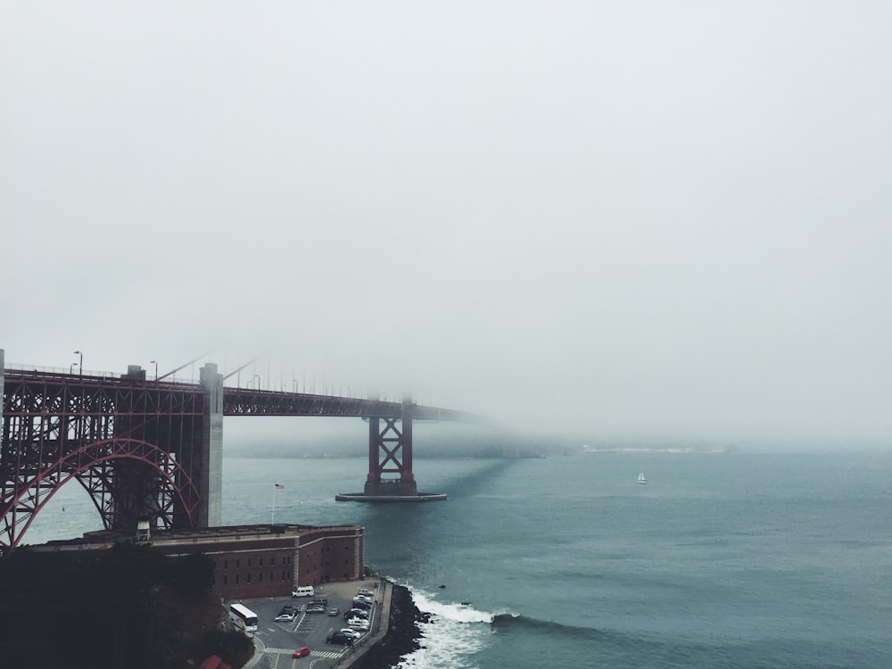 red metal bridge