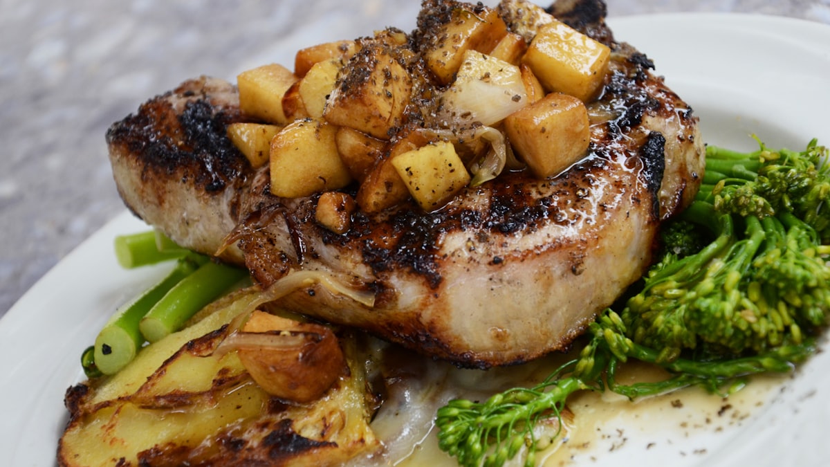 Peach Bourbon Glazed Pork Chops
