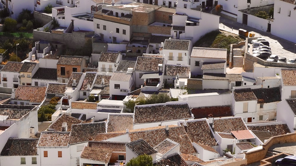 bird's eye view photography of white houses