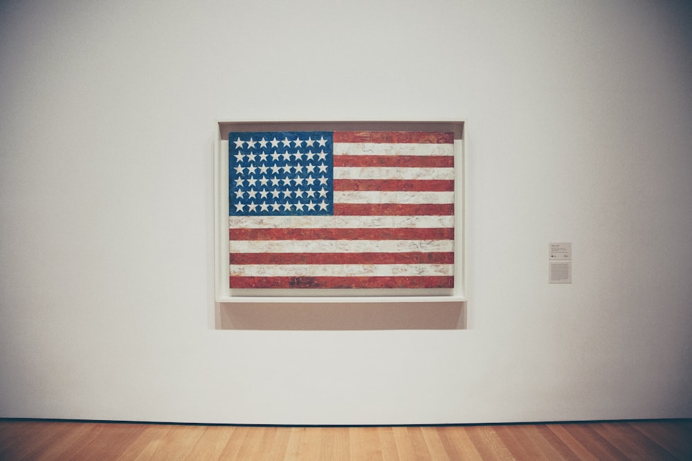U.S.A. flag on wall with frame