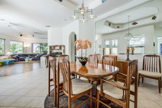 Open floor plan living and dining area with natural light.
