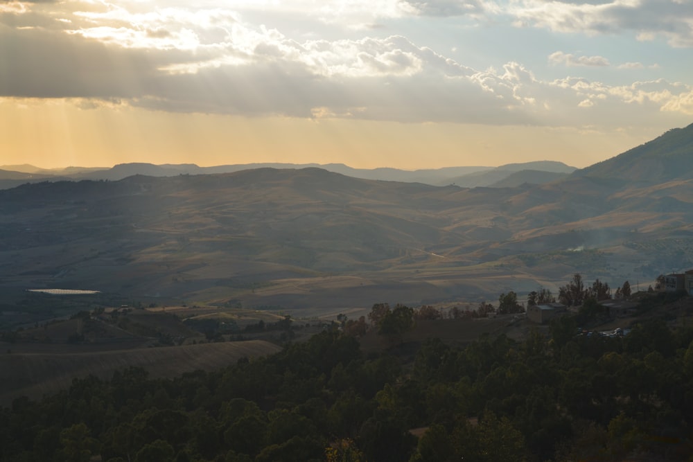 Photographie aérienne des montagnes vertes