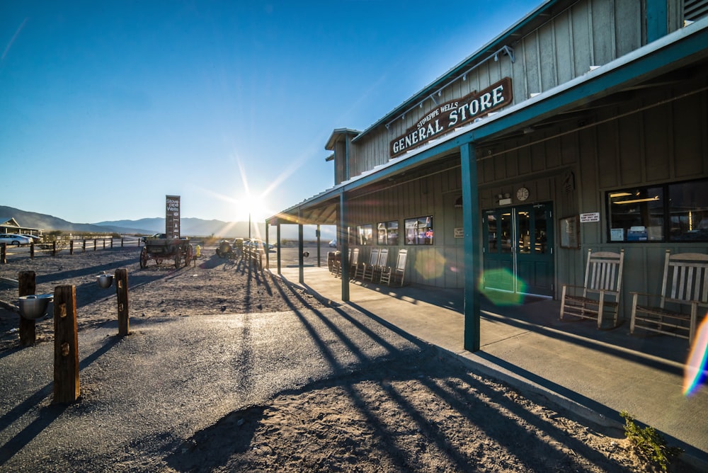 landscape photography of gray General Store facade