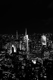 grayscale aerial photography Empire State building