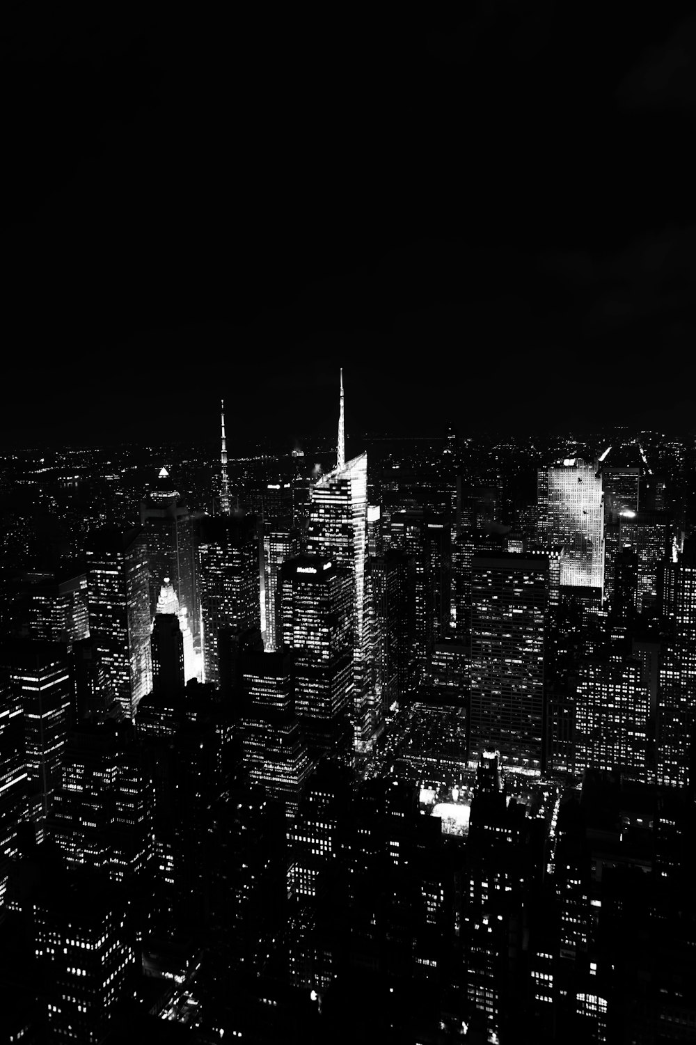grayscale aerial photography Empire State building