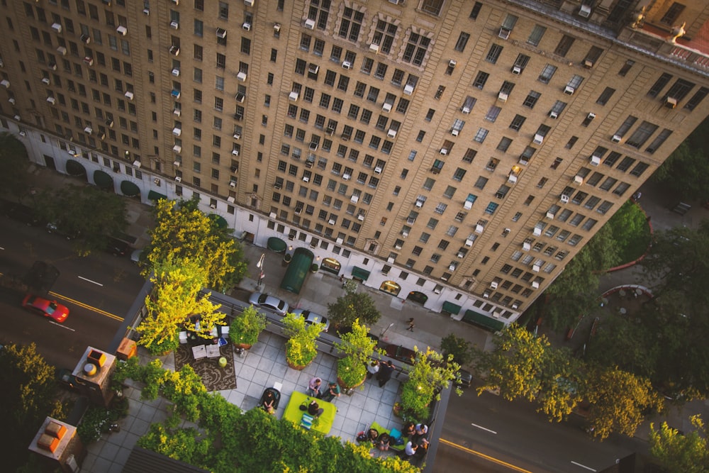 aerial shot of gray concrete structure