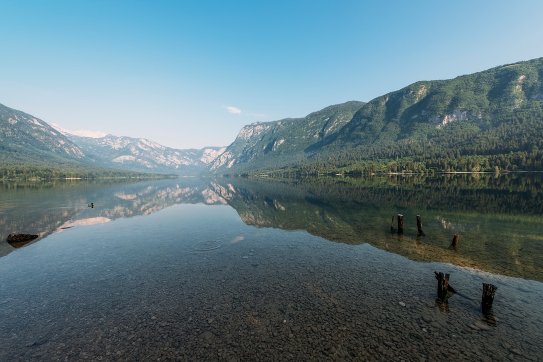 landscape photography of lake surrounded by mountains