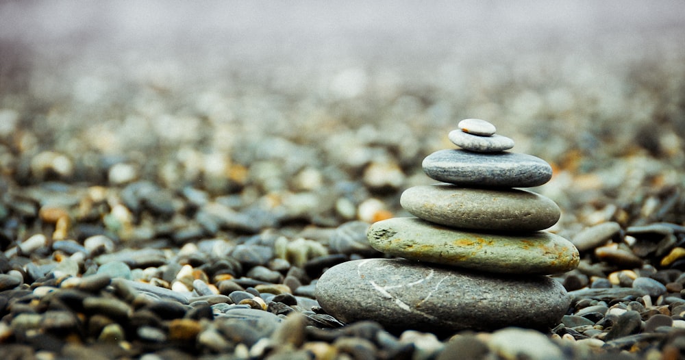 close-up photo of gray stone pile