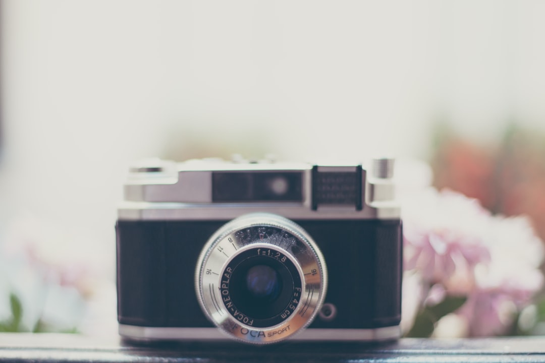 Vintage camera and flowers