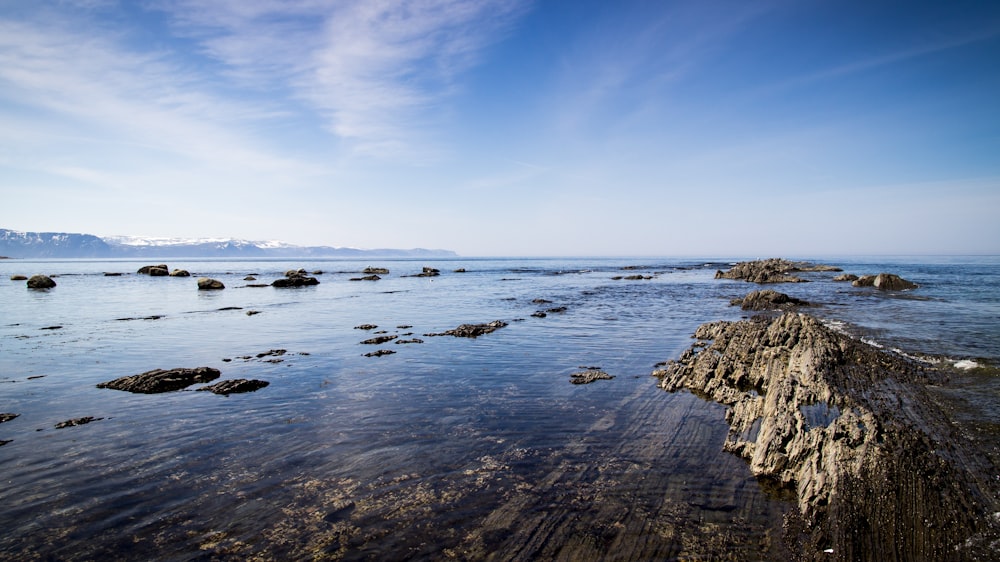 brown cliff surrounded body of water during daytime