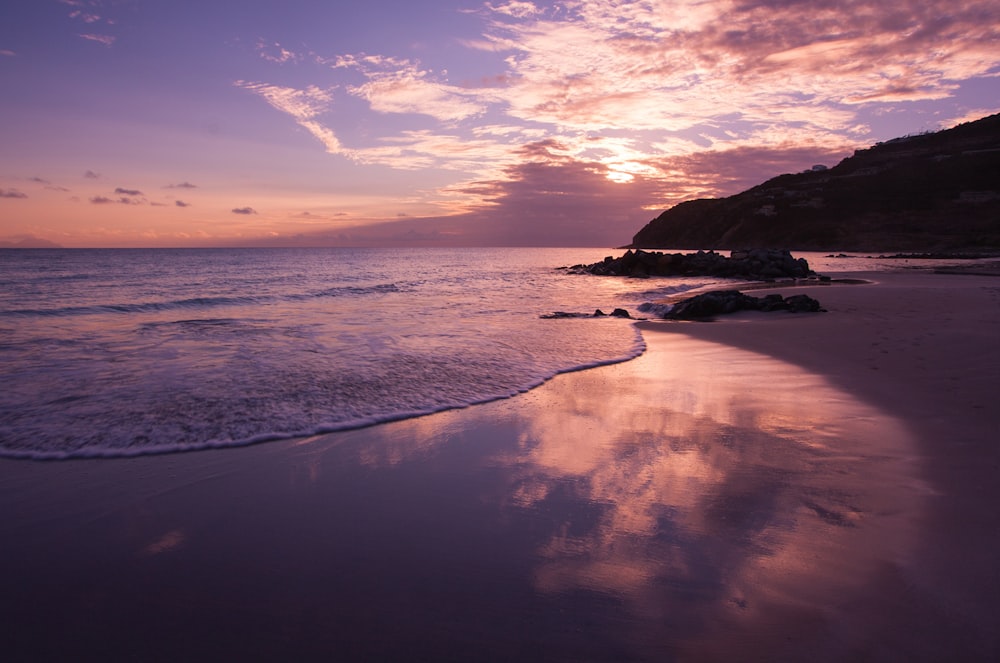 sea waves crashing on shore