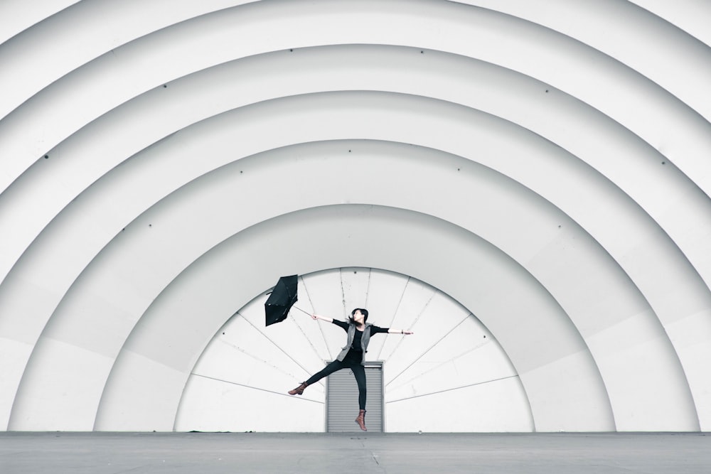 woman standing on stage