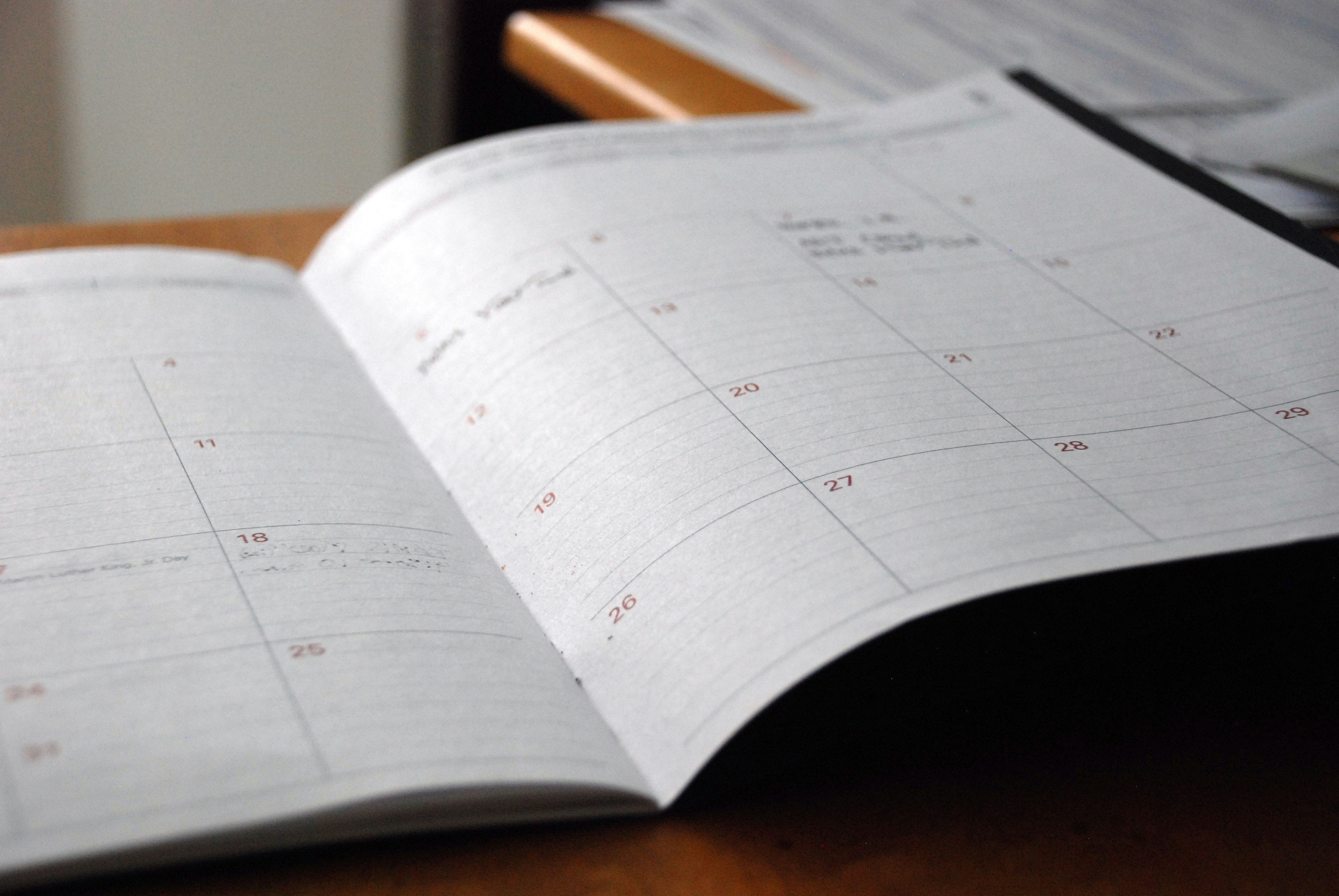 Clock and calendar on desk