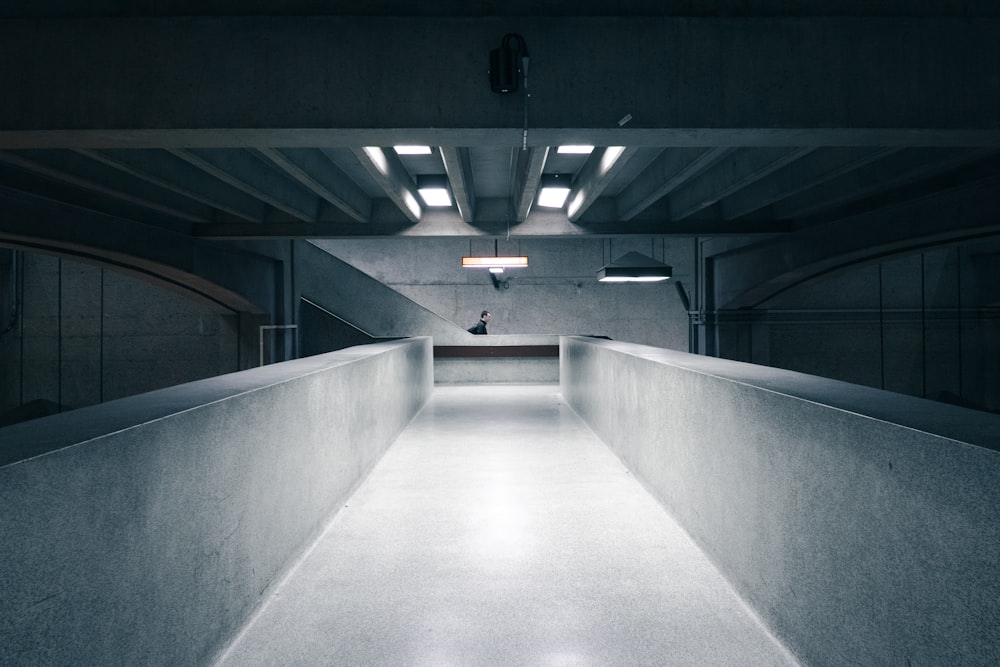 gray concrete hallway