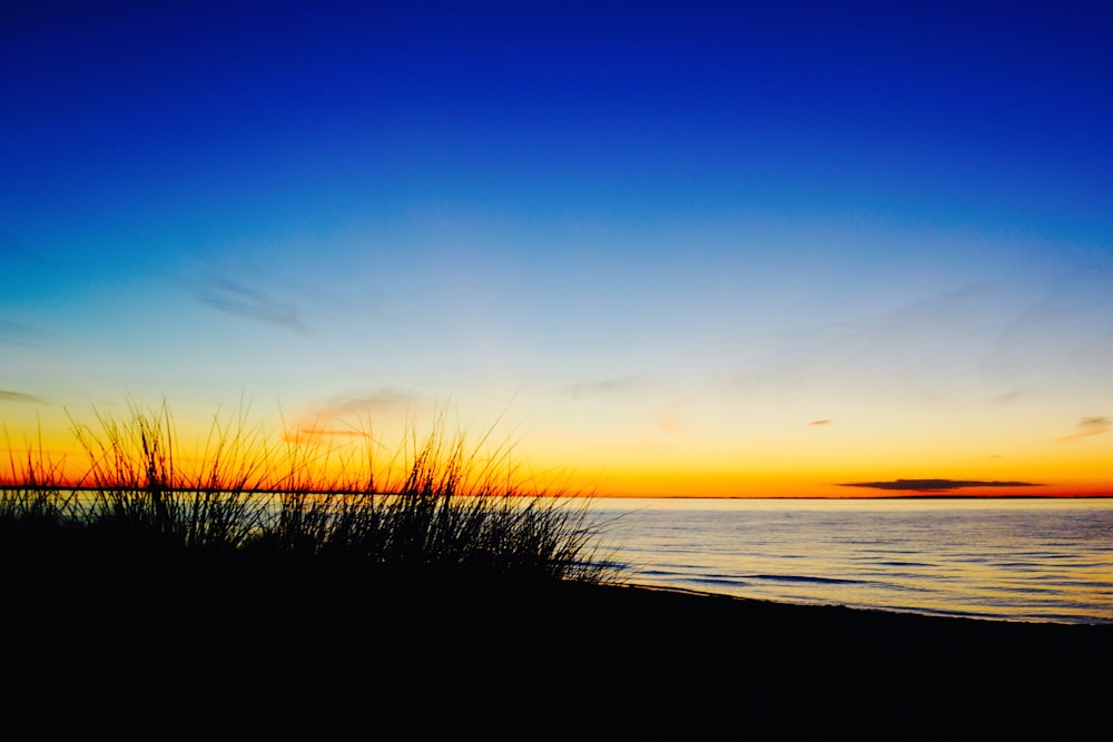 pôr do sol em todo o corpo de água