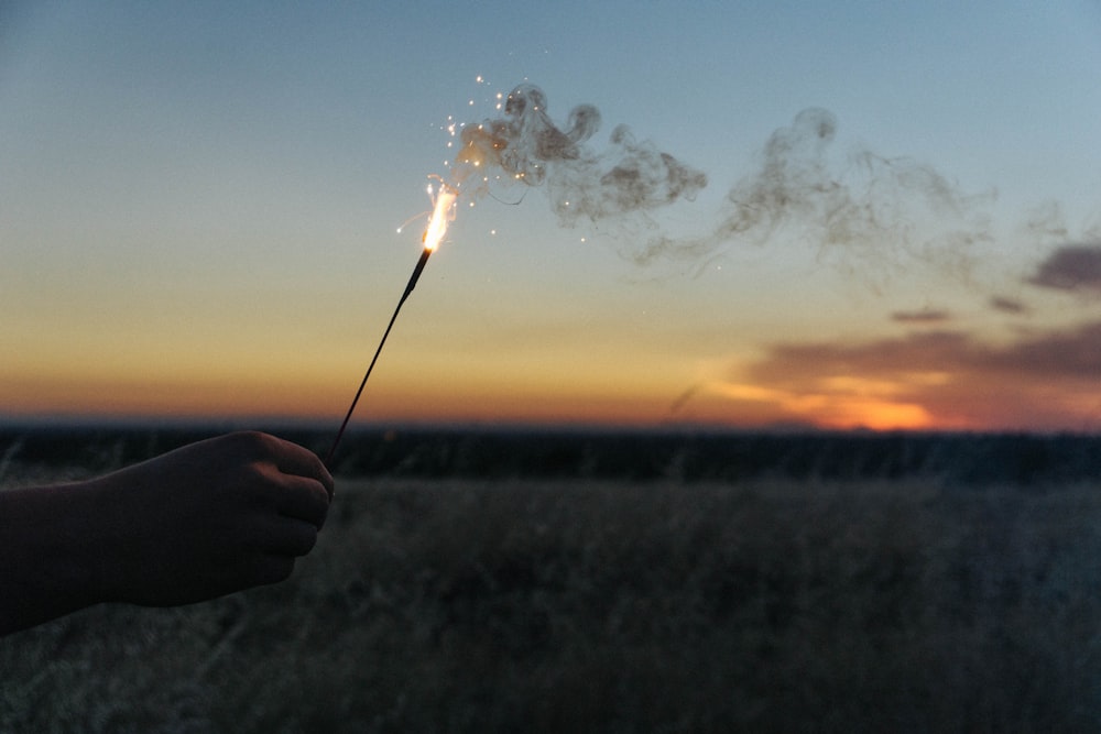 sparkler at night