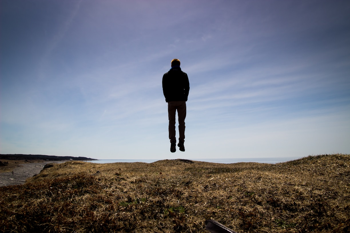 silhouette on floating man