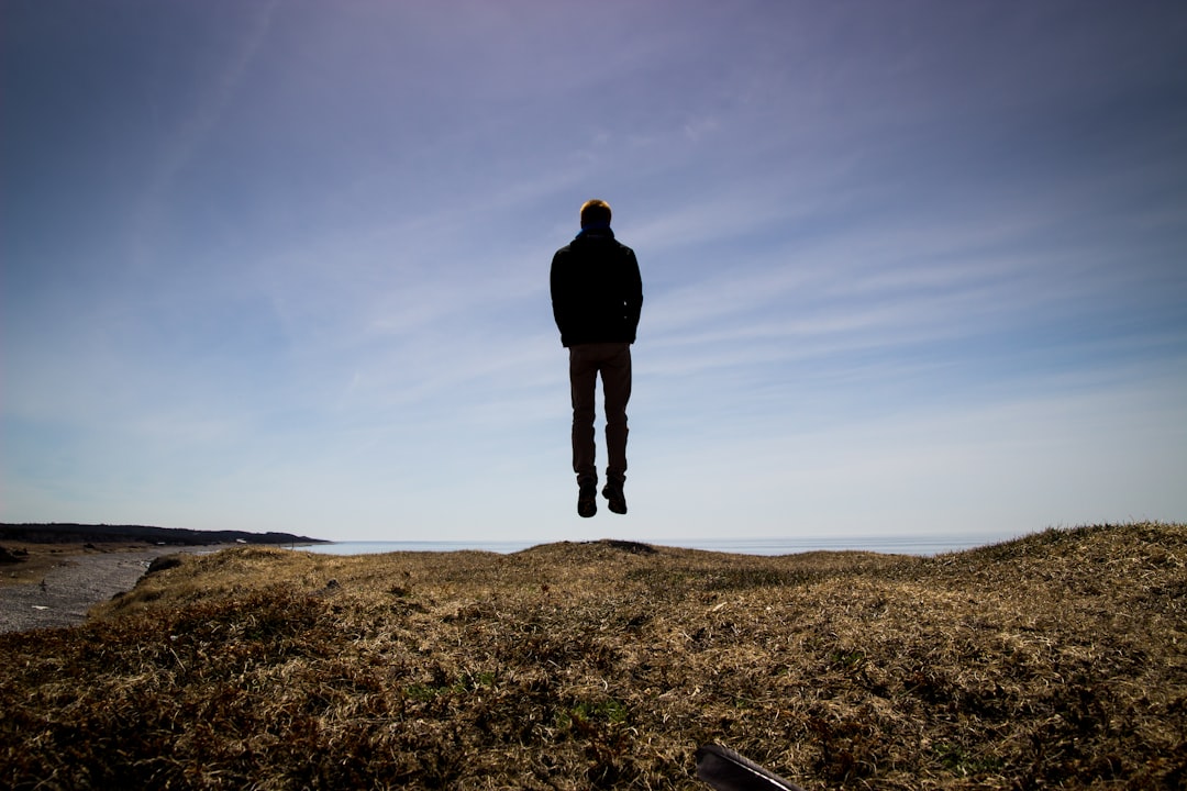 silhouette on floating man,