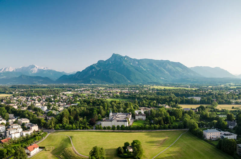 Salzburg houses set among trees on a quiet residential edge