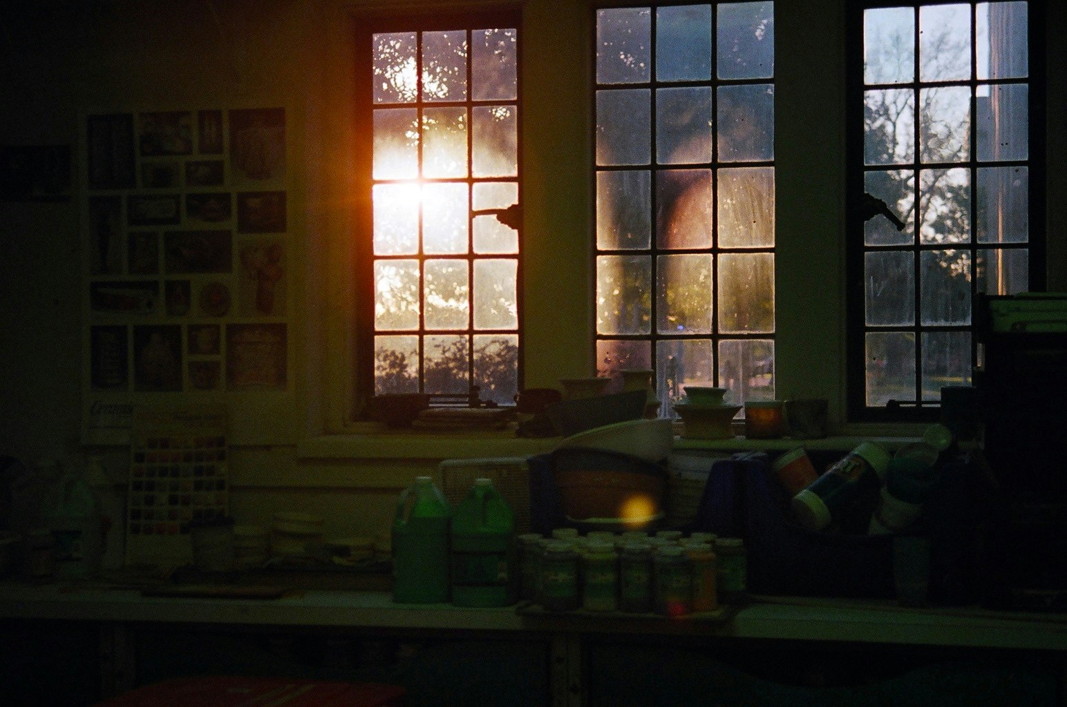 green plastic containers on table