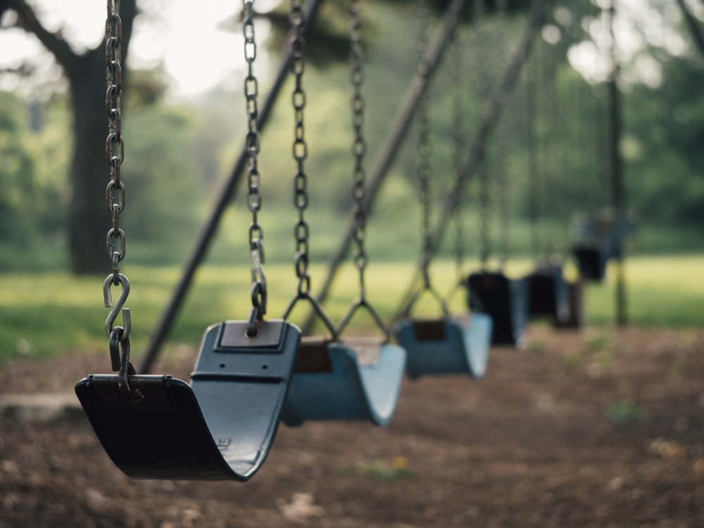 selective focus shot of outdoor swing