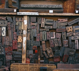 assorted wood stamps