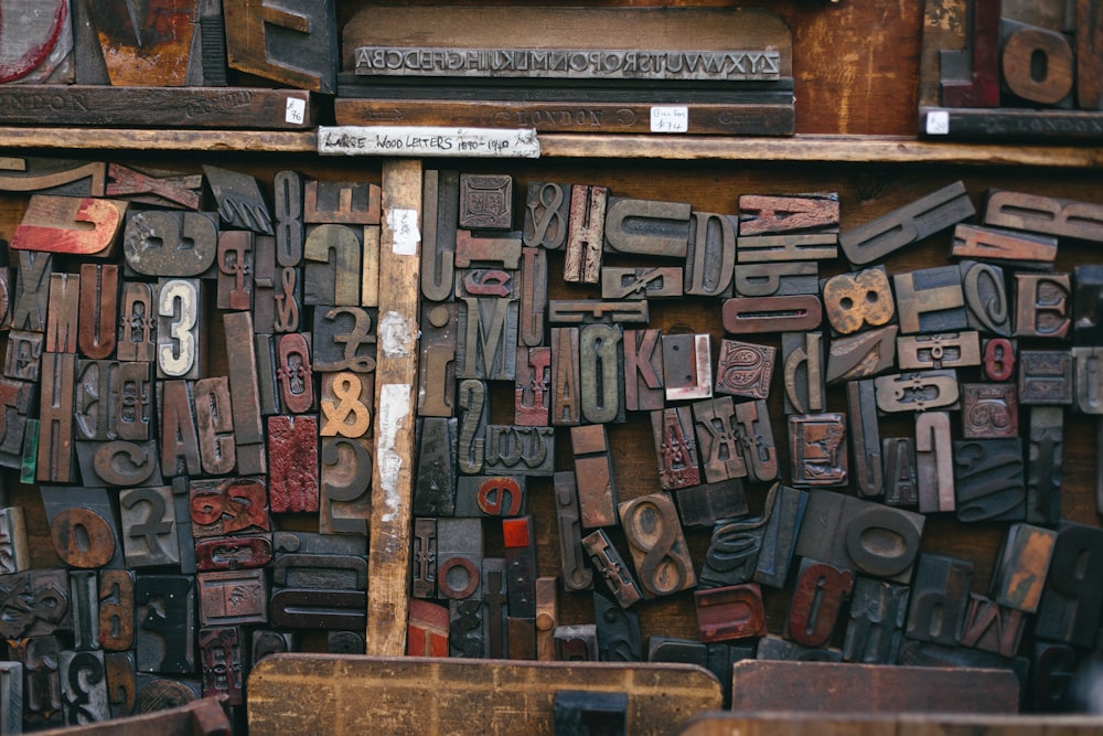 assorted wood stamps