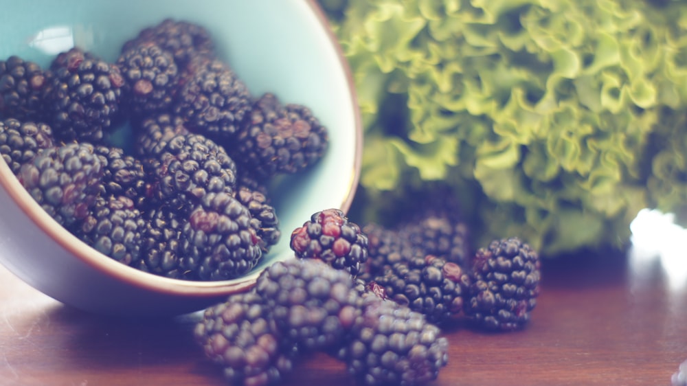 blur raspberries on table