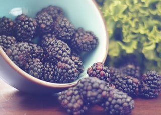 blur raspberries on table