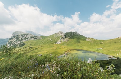 body of water on mountain