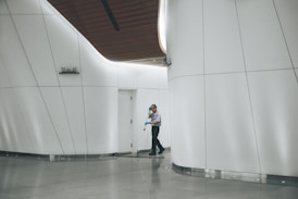 professional office cleaning in a hallway
