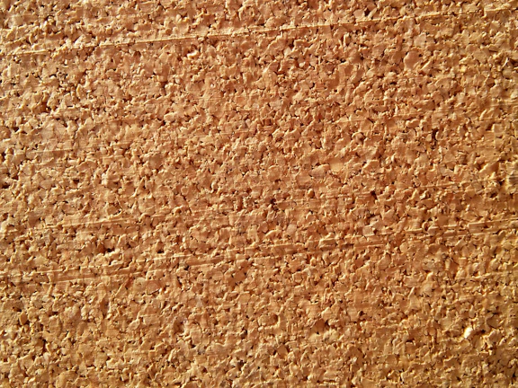 Close-up of a cork coaster under glass with natural wood grain visible.