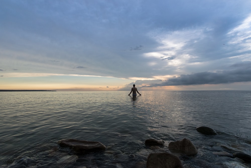 person in body of water