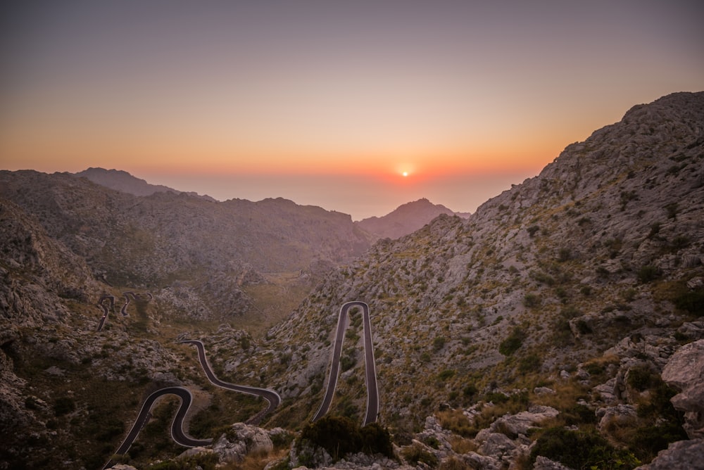 snake road in mountain field