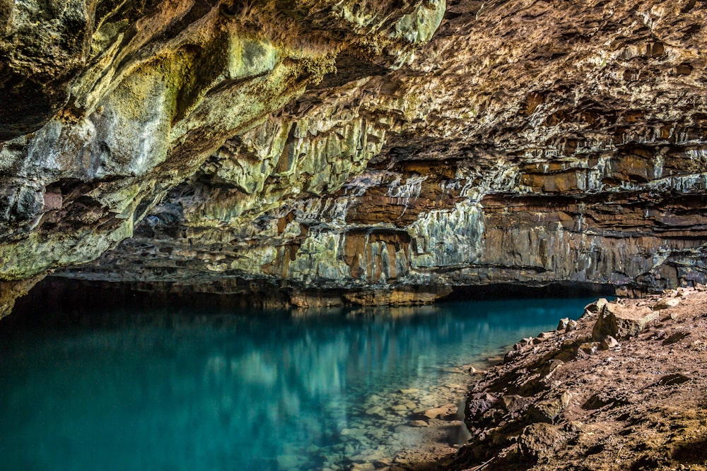 rock formation with body of water