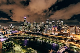 city view lighted during nightie photography