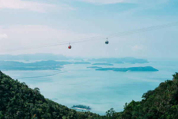 Lush green trees lining the waterways near Langkawi island