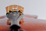 Close-up of hands tuning a violin before a university music contest.