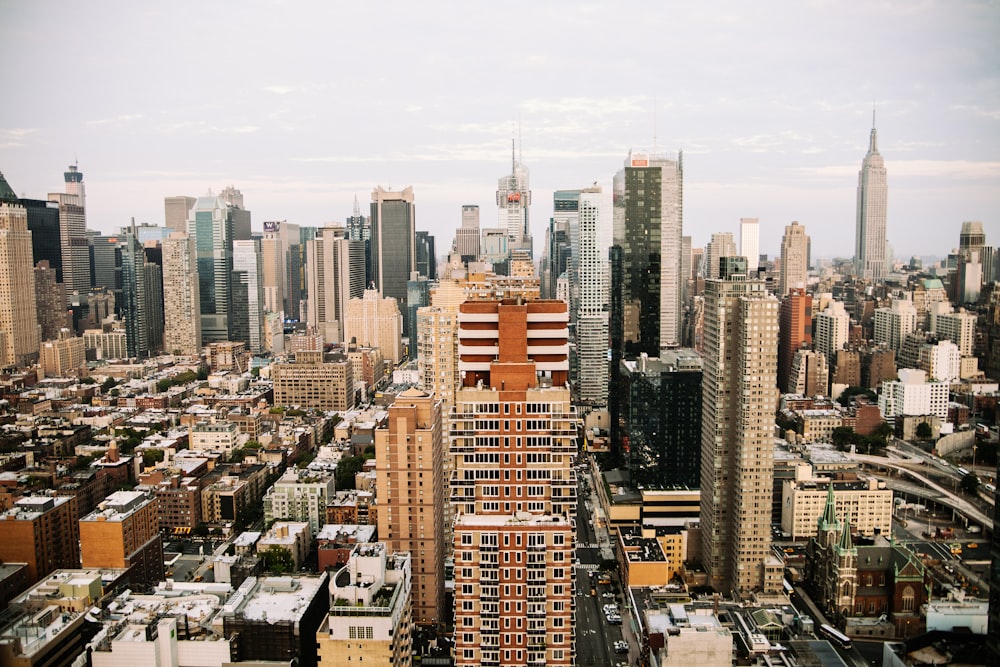 high angle photography of high-rise buildings