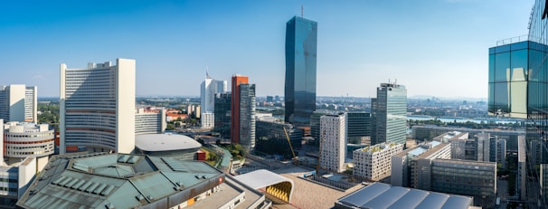 A panoramic view of modern real estate developments showcasing contemporary architecture.