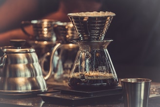 clear glass coffee filter with scales