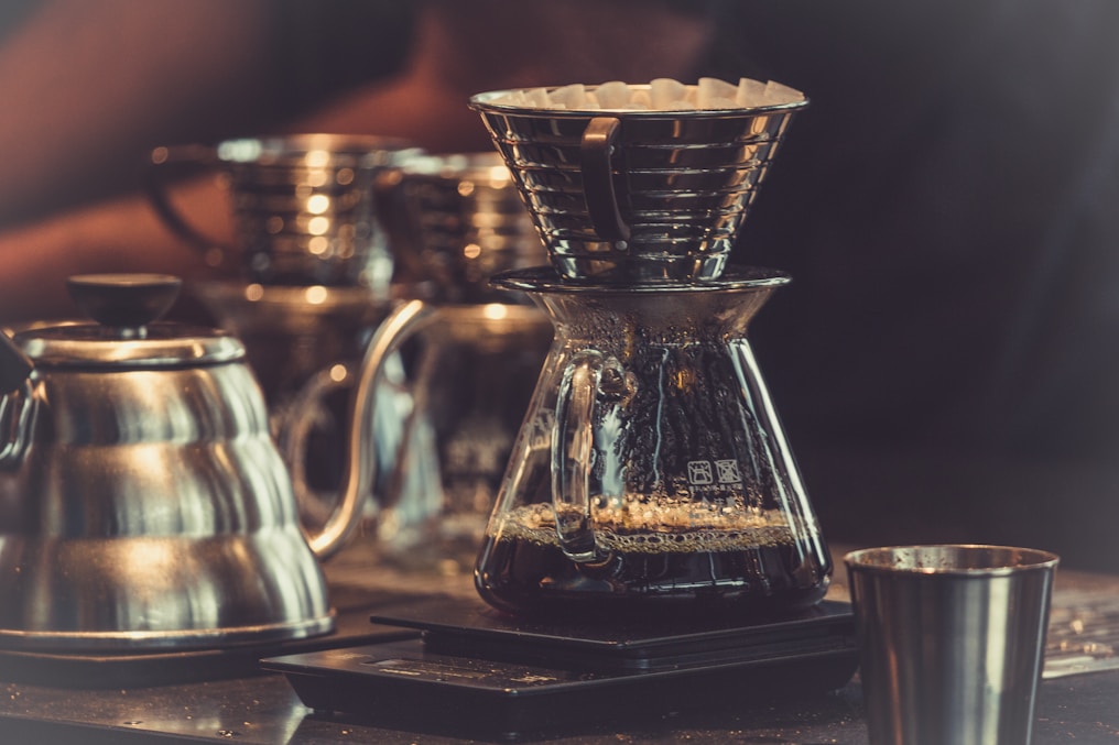 clear glass coffee filter with scales