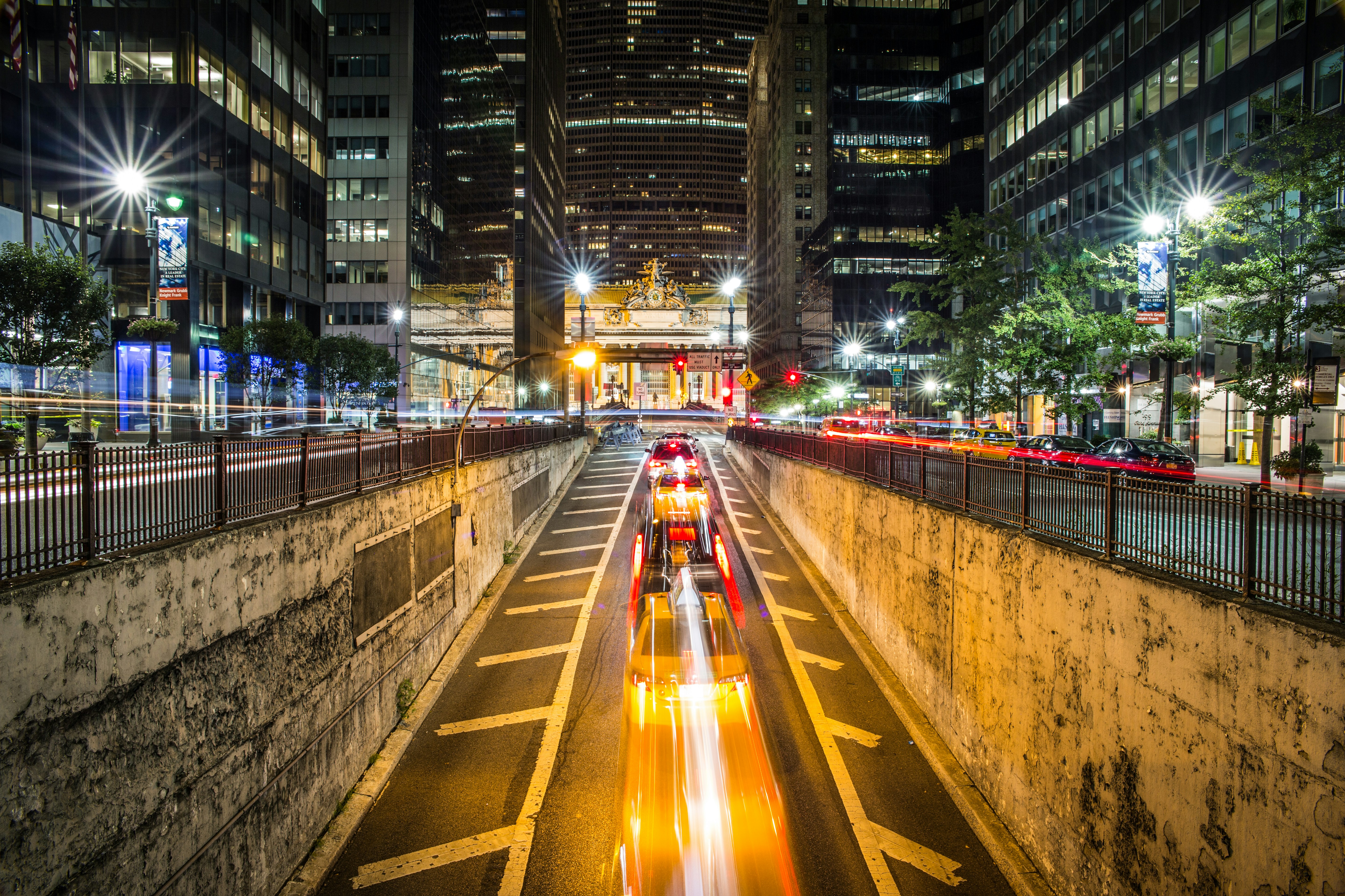 New York city center street at night-time