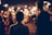 man standing near the woman walking in party during nighttime