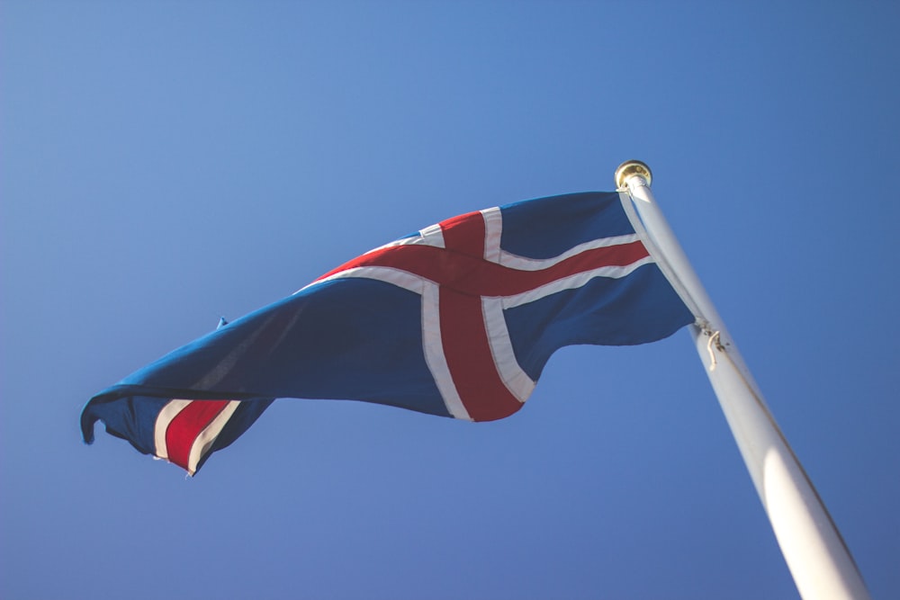 waving blue and red country flag